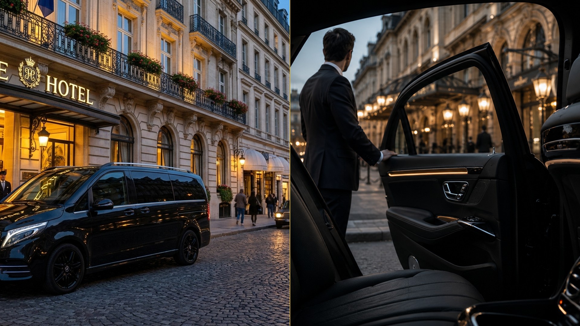 Limusina Mercedes Clase S y monovolumen Clase V en París